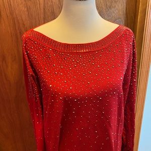 Red sweater with rhinestones.size 1X . Gently used